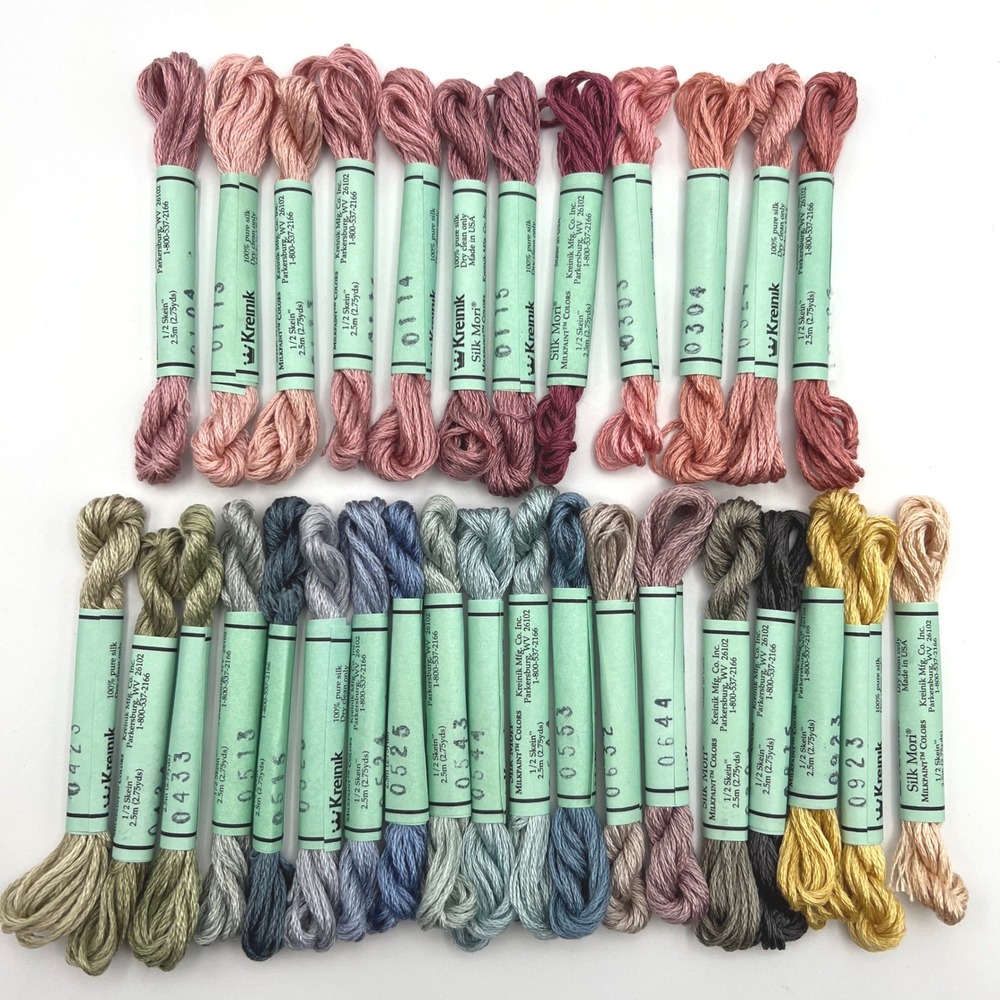 Kreinik Silk Mori Colonial Milkpaint 31 2.5m Floss Skeins Pattern PLEASE READ